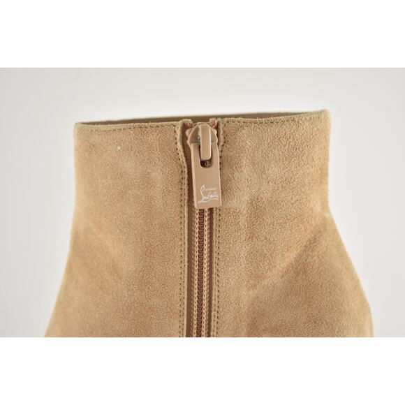 Christian Louboutin So Apostropha Booty 80 Beige Suede Short Ankle Heel Boot 40 - Picture 11 of 16